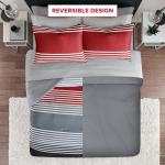Comfort Spaces Comforter Sets with Sheets - Bed in a Bag 9 Pieces Teen Bedding Sets , Red and Grey Stripes Bedding Full, College Full Bed Set with 2 Side Pockets Bedroom Organizer