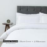 Dreamology White Duvet Cover Luxury Hotel Quality Bedding Set 100% Cotton Embroidered Duvet Covers with 2 Pillow Shams Hypoallergenic Zipper Closure 3 Pieces Duvet Set (Gold T-200, Queen)