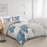DJY 3 Pieces Duvet Cover Set King Blue Floral Pattern Comforter Cover Elegant Bohemian Floral Duvet Cover with 2 Pillow Cases Soft Lightweight Bedding Duvet Cover Set for Adults (Blue, 90"x 104")