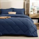 Bedsure 7 Pieces Full Comforter Set Premium Series, Hotel Luxury Soft Bed in a Bag, Goose Down Alternative, Safe for Sensitive Skin Bedding Comforter All Season Medium Warmth, Navy Blue Full Size
