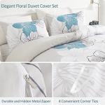 DJY 3 Pieces Duvet Cover Set King Blue Floral Pattern Comforter Cover Elegant Bohemian Floral Duvet Cover with 2 Pillow Cases Soft Lightweight Bedding Duvet Cover Set for Adults (Blue, 90"x 104")