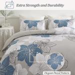 DJY 3 Pieces Duvet Cover Set King Blue Floral Pattern Comforter Cover Elegant Bohemian Floral Duvet Cover with 2 Pillow Cases Soft Lightweight Bedding Duvet Cover Set for Adults (Blue, 90"x 104")