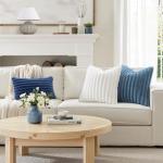 MIULEE Faux Fur Decorative Throw Pillow Covers 20x20 Inch Set of 2, Coastal Modern Art Home Decor Soft Plush Couch Pillows Cozy Fluffy Cushion Covers for Sofa Bed Navy Blue