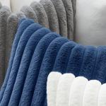 MIULEE Faux Fur Decorative Throw Pillow Covers 20x20 Inch Set of 2, Coastal Modern Art Home Decor Soft Plush Couch Pillows Cozy Fluffy Cushion Covers for Sofa Bed Navy Blue