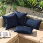 MIULEE Pack of 2 Decorative Outdoor Waterproof Pillow Covers Square Garden Cushion Sham Throw Pillowcase Shell for Patio Tent Couch 18x18 Inch Dark Blue