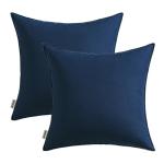 MIULEE Pack of 2 Decorative Outdoor Waterproof Pillow Covers Square Garden Cushion Sham Throw Pillowcase Shell for Patio Tent Couch 18x18 Inch Dark Blue