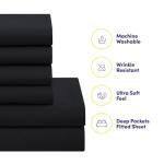 Sweet Home Collection 7 Piece Comforter Set Bag Solid Color All Season Soft Down Alternative Blanket & Luxurious Microfiber Bed Sheets, Black, Queen