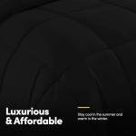 Sweet Home Collection 7 Piece Comforter Set Bag Solid Color All Season Soft Down Alternative Blanket & Luxurious Microfiber Bed Sheets, Black, Queen
