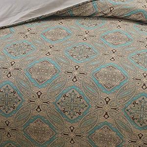 Brandream Boho Paisley Print Luxury Duvet Quilt Cover and Shams 3pc Bedding Set Bohemian Damask Medallion 800TC Egyptian Cotton Sateen - Queen Size, Taupe