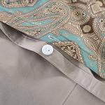 Brandream Boho Paisley Print Luxury Duvet Quilt Cover and Shams 3pc Bedding Set Bohemian Damask Medallion 800TC Egyptian Cotton Sateen - Queen Size, Taupe