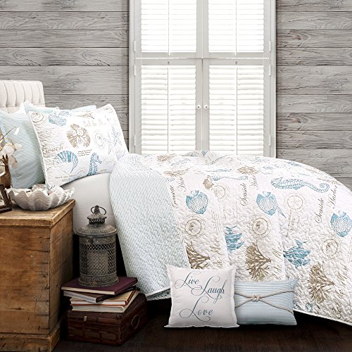 Coastal Harbor Life Reversible Quilt Set, 7 Pieces