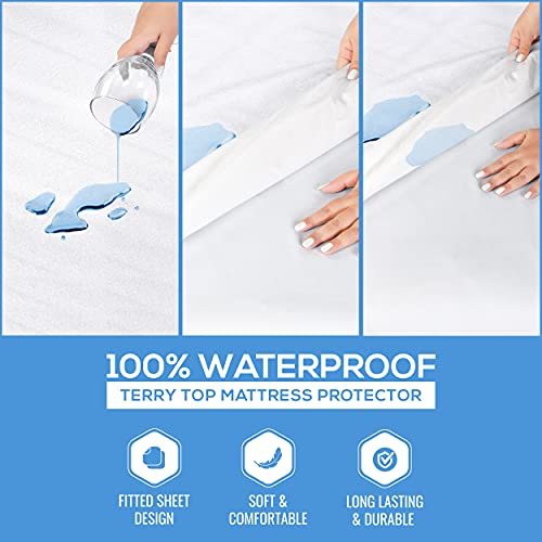 Premium Waterproof Terry Mattress Protectors - Set of 2