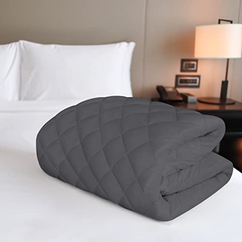 Quilted Grey Queen Mattress Pad - Elastic Protector