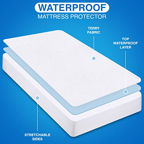 Premium Waterproof Terry Mattress Protectors - Set of 2