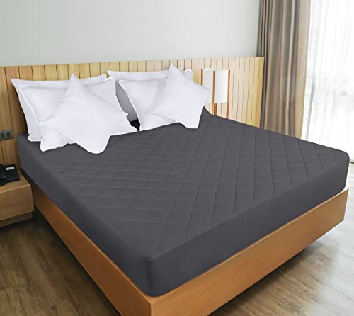 Quilted Grey Queen Mattress Pad - Elastic Protector