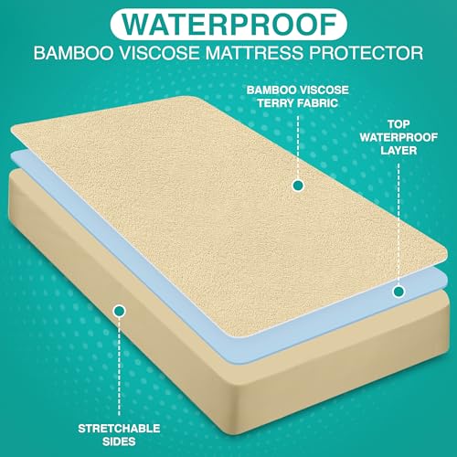 Waterproof Queen Mattress Protector - Bamboo Cover