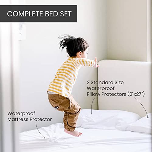 Queen Waterproof Mattress Protector with 2 Pillow Covers