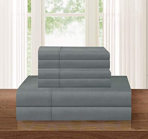 Luxurious 6-Piece Queen Microfiber Bedding Set, Grey