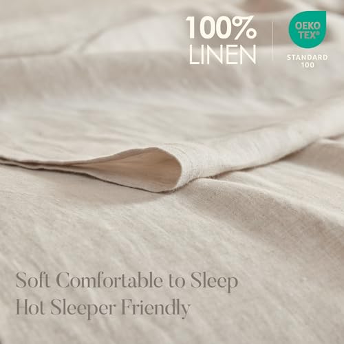 DAPU 100% French Linen King Bed Sheet Set