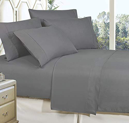 Luxurious 6-Piece Queen Microfiber Bedding Set, Grey