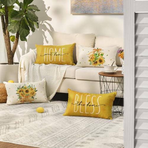 Sunflower Home Sweet Home Throw Pillow Covers Set