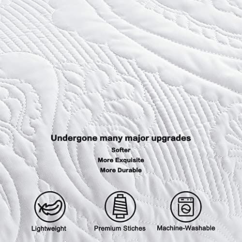 Quilted White Pillow Shams Set of 2, 20"x30