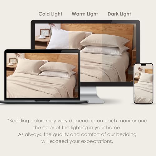 DAPU 100% French Linen King Bed Sheet Set