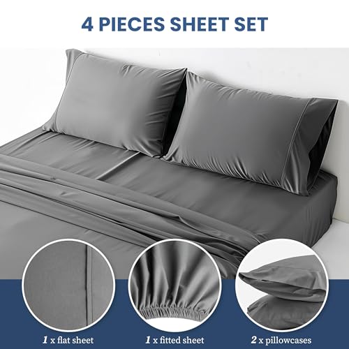 Luxury 4-Piece Queen Size Sheet Set - Grey