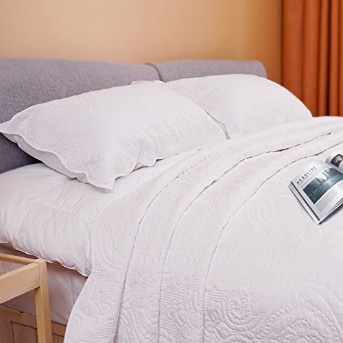 Quilted White Pillow Shams Set of 2, 20"x30