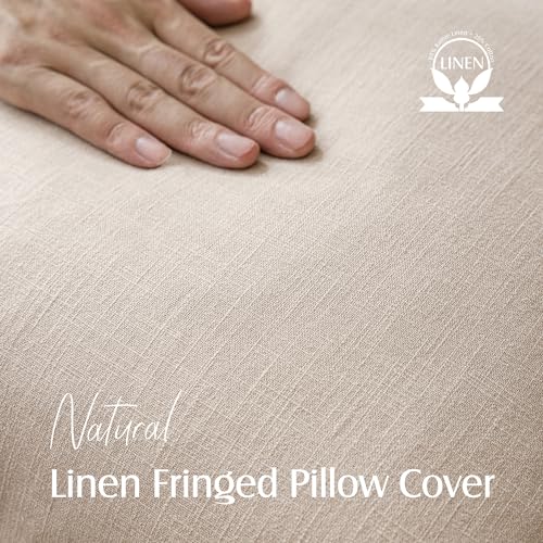 Set of 2 Boho Linen Fringe Pillow Covers