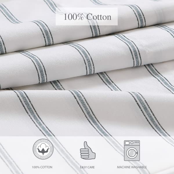 Trenton Stripe Green Queen Cotton Percale Bedding Set