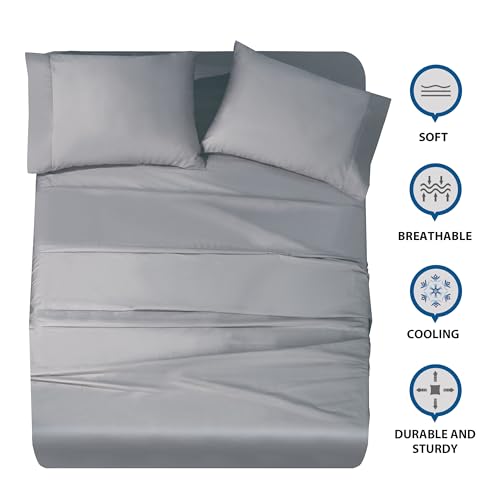 Cooling 4-Piece King Bed Sheet Set in Gray