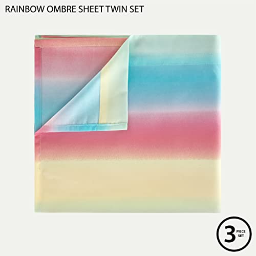 Rainbow Ombre Twin Bed Sheet Set for Kids