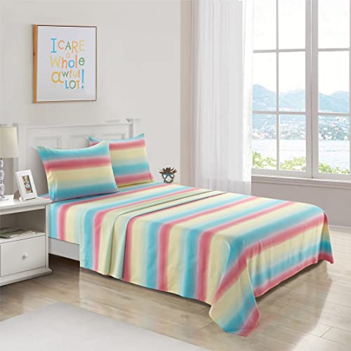 Rainbow Ombre Twin Bed Sheet Set for Kids