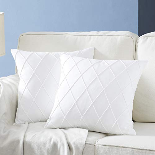 White Decorative Throw Pillow Covers, Set of 2
