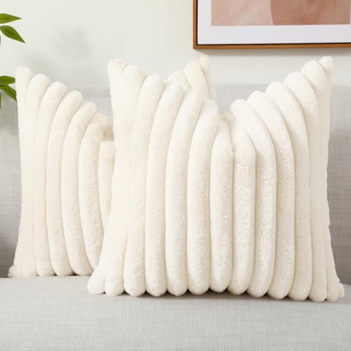 Plush Faux Fur Throw Pillow Covers Set of 2