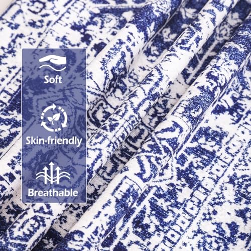 Boho Navy Blue and White Velvet Pillow Set