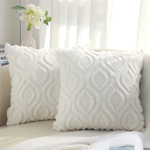 Soft Plush Faux Wool Pillow Covers - Set of 2