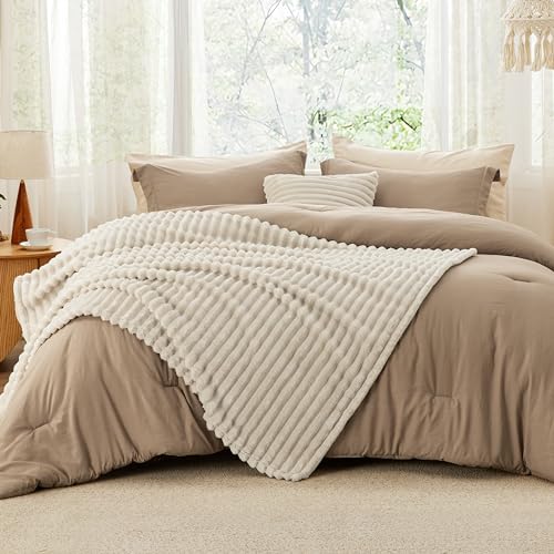 Bedsure Queen 5-Piece Comforter Set - Brown