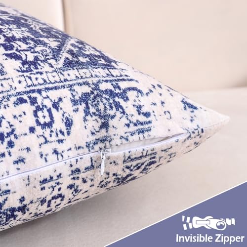 Boho Navy Blue and White Velvet Pillow Set