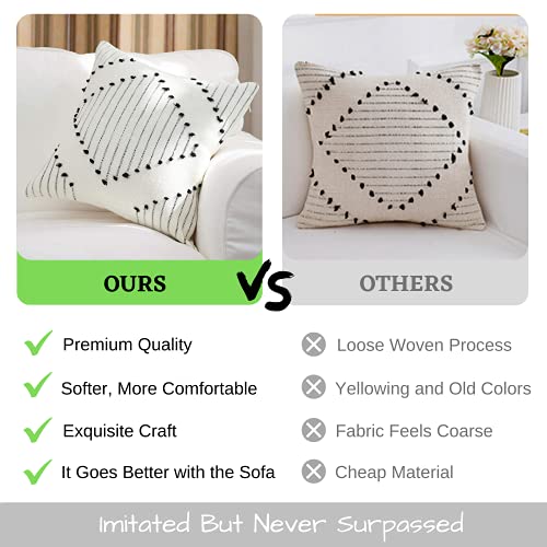 Boho Throw Pillow Covers Set of 2 - Cream/Black