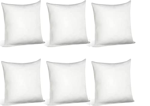 Set of 6 White 18x18 Inch Throw Pillow Inserts