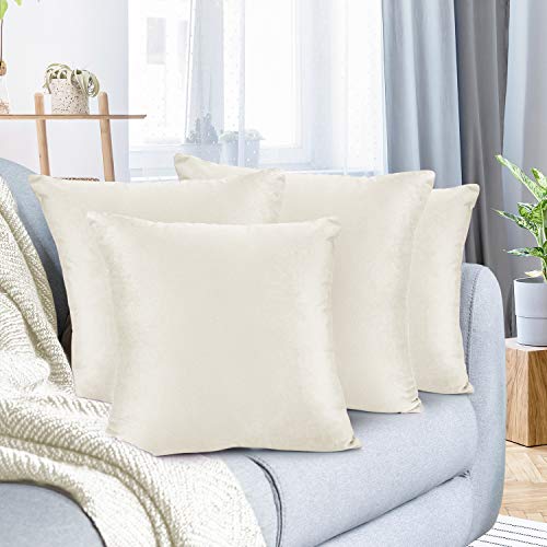 Off White Velvet Throw Pillow Covers Set of 4