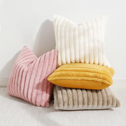 Plush Faux Fur Throw Pillow Covers Set of 2