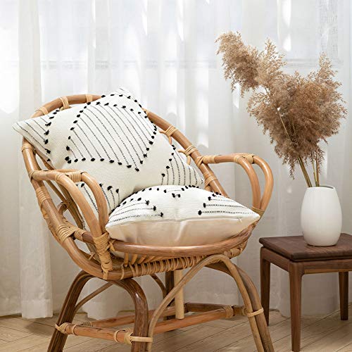 Boho Throw Pillow Covers Set of 2 - Cream/Black