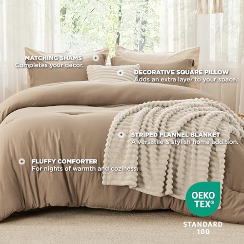 Bedsure Queen 5-Piece Comforter Set - Brown