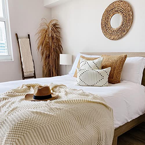 Boho Throw Pillow Covers Set of 2 - Cream/Black