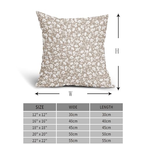 Tan Floral Daisy Pillow Covers Set of 2