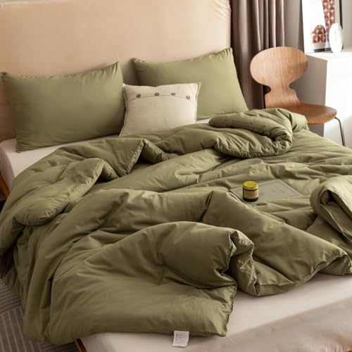 Olive Green Queen Comforter Set, 3 Pieces