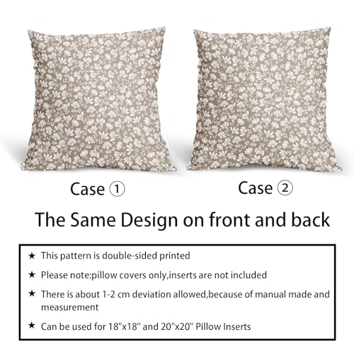 Tan Floral Daisy Pillow Covers Set of 2
